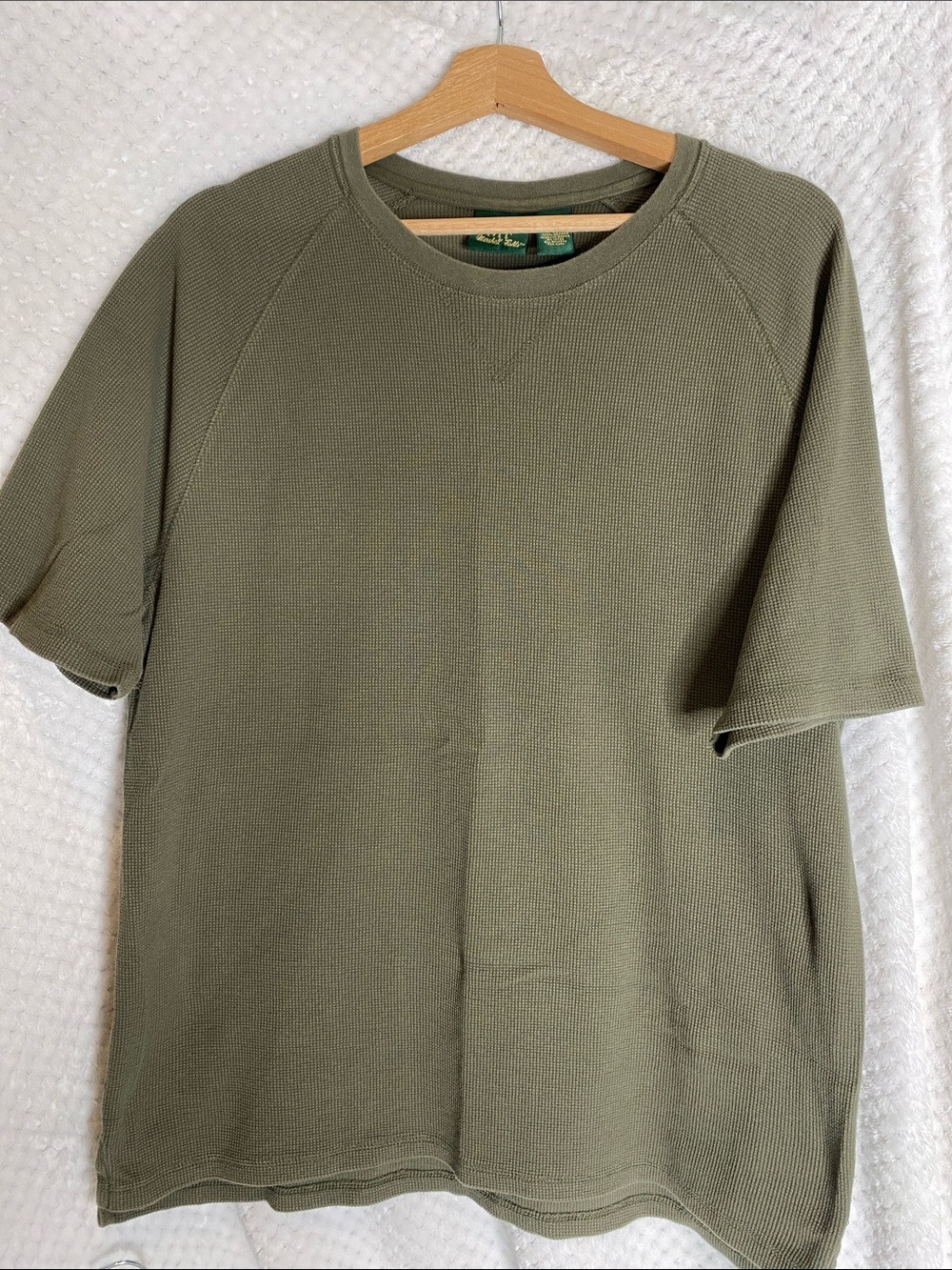 Vintage Marshall Fields Men's Olive Green Waffle Knit Short-Sleeve Shirt